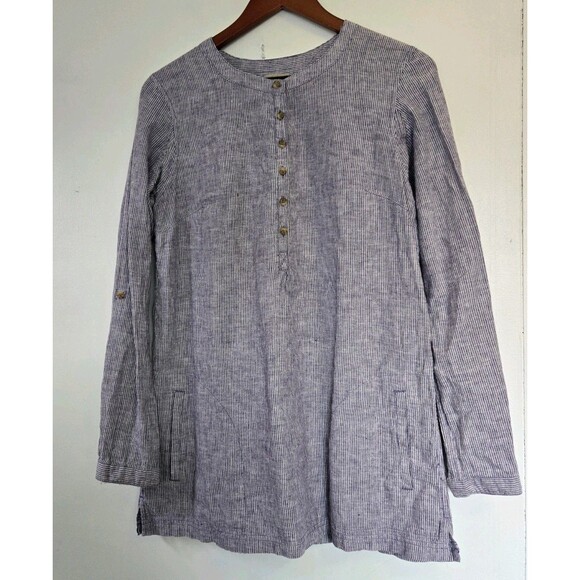 Duluth Tops - Duluth Trading Co Top  Womens S Tunic Blue Striped Hemp Organic Cotton Henley
